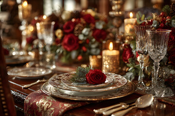 Naklejka premium Beautiful festive table setting