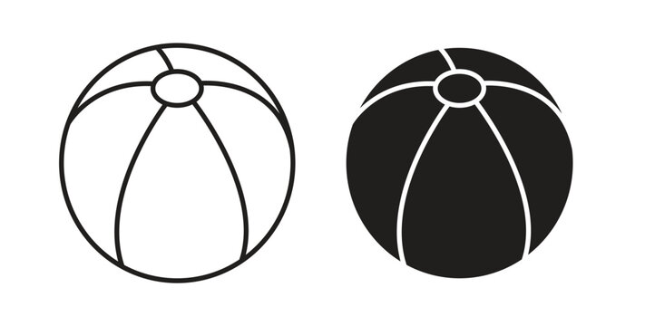 Beach ball icons set isolated on white background flat vector illustration.