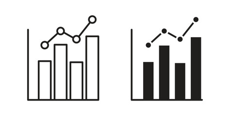 Chart icons set isolated on white background flat vector illustration.