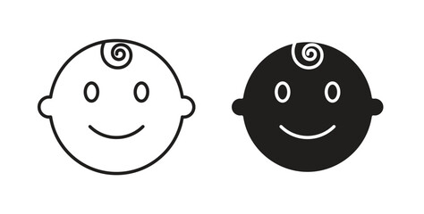 Child face icons set isolated on white background flat vector illustration.