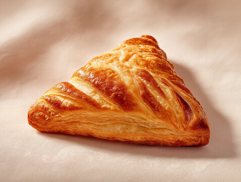 French apple turnover Chausson aux pommes with flaky crust on cream background