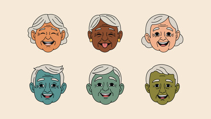 Joyful Diverse Senior Faces Smiling Brightly, Celebrating Life And Wisdom With Warmth And Happiness.