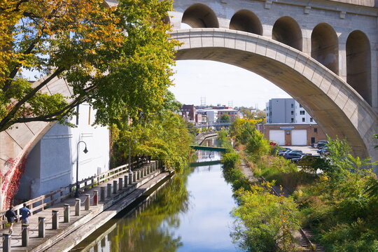 Manayunk Canal looking South from Green Lane Bridge in Philadelphia