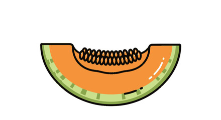 Vibrant Cantaloupe Slice with Seeds Isolated on White Background.