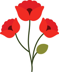 vector art of red poppies on white background