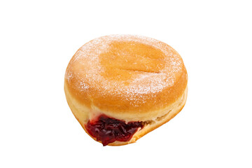 A set of five assorted donuts — chocolate glazed, jam-filled, vanilla with sprinkles, caramel with biscuit crumbs, and Lotus Biscoff donut 