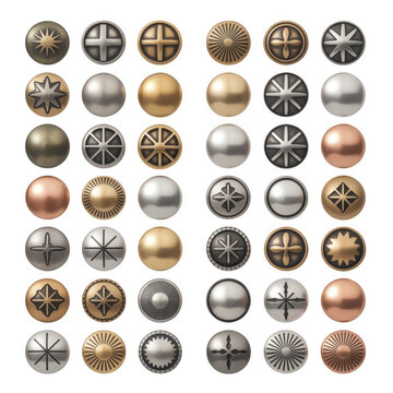 Metal Studs Collection isolated on a transparent background