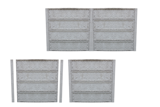 Concrete enclosure in decorative examples. Arranged onself fence width enlarges. On isolated transparent background.