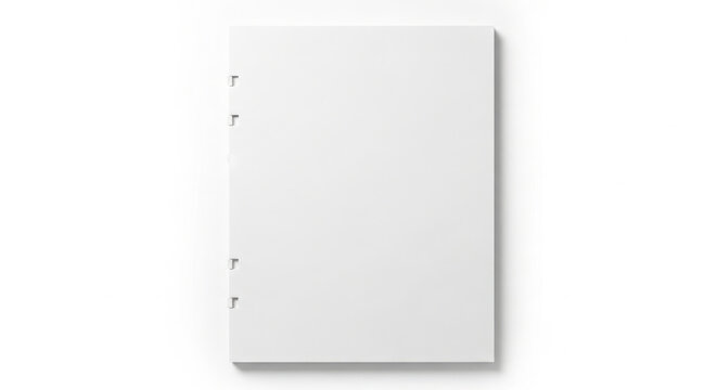 Clean white binder cover with three hole punches on the side