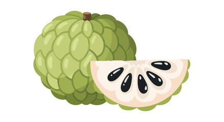 Fresh Custard Apple Fruit Whole and Sliced.