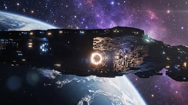 The Interstellar Ark: A Cinematic Encounter with a Colossal Spacecraft
