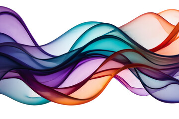 Abstract gradient flow in orange, purple and aqua colors with light base on a transparent background. Multicolored dynamic wave for tech, SaaS design, festival, music, creative design, or beauty theme