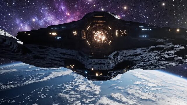 Celestial Behemoth An Alien Mothership's Majestic Fly-by of Earth
