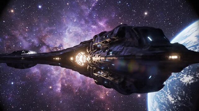 Celestial Behemoth An Alien Mothership's Majestic Fly-by of Earth
