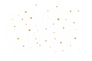 Gold glittering particles flying bokeh light effect abstract overlay on transparent background