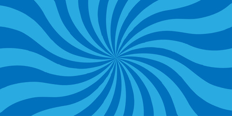 Abstract shine blue glowing sunrise spiral sunset ray cartoon pop sunburst wallpaper. minimal summer spiral line diagonal vintage summer poster design.	