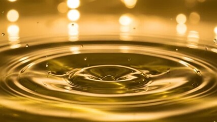 Stunning liquid crown splash captured in dynamic slow motion, creating ripples and droplets in luxurious golden fluid with bokeh background - Powered by Adobe