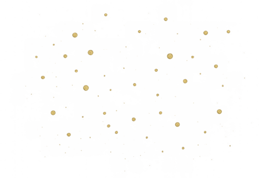 Gold glittering particles flying bokeh light effect abstract overlay on transparent background