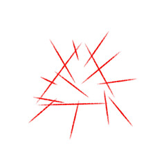 Red abstract lines forming a triangle on transparent background