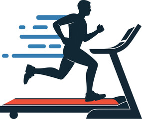 Treadmill Workout Silhouette Vector Icon Gym Fitness Exercise Run Speed Training Cardio Equipment Athlete Sport Person Running Machine Healthy Lifestyle Concept
