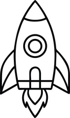 hand drawn vector illustration of a cartoon rocket