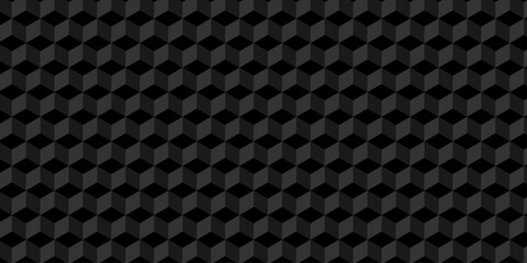 Minimal wall vector box black and gray square grid vintage structure cube wallpaper decoration tiles and  mosaic seamless pattern. 