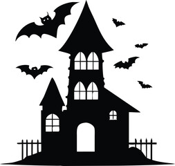 halloween background with house and pumpkin