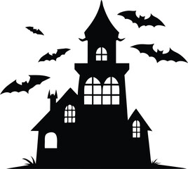 halloween background with house and pumpkin