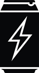 Black arrow icon and lightning bolt symbol on a white background for direction, power, or a flash vector design element