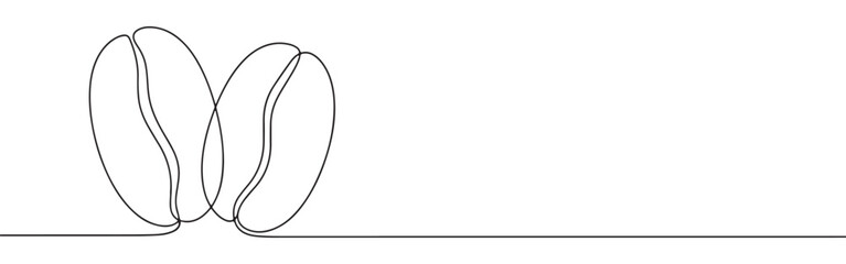 Continuous one line drawing of two interlocking coffee beans, symbolizing freshness, coffee culture, and quality beans.