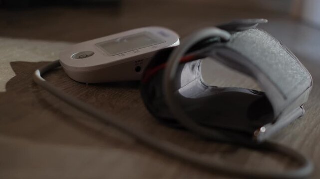 Electronic automatic tonometer for measuring blood pressure, close-up