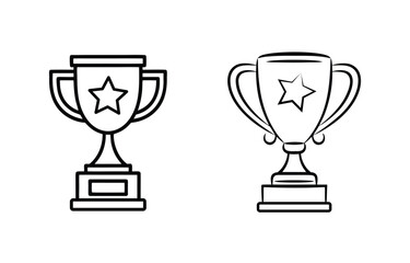 Two trophy awards, classic symbol for winning, with stars, simple and elegant line art