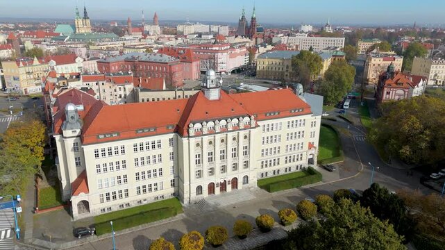 Aerial view of Bishop's Curia in Legnica, Lowers Silesia, Poland