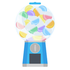 カプセルトイ筐体（ガチャガチャ）とカラフルなカプセルのイラスト-満タン