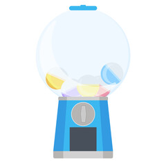 カプセルトイ筐体（ガチャガチャ）とカラフルなカプセルのイラスト-残少