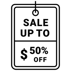  sale up to 50 off Icon, Line style icon vector illustration, Suitable for website, mobile app, print, presentation, infographic and any other project.