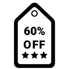  60 percent off Icon, Solid style icon vector illustration, Suitable for website, mobile app, print, presentation, infographic and any other project.