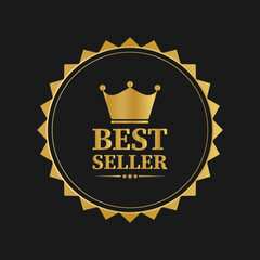 Luxury best seller badge for premium product label and brand logo design. Retro premium sticker with golden details for luxury brand satisfaction