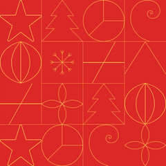 Geometric texture seamless Merry Christmas holiday in abstract red background.