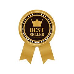 Luxury best seller badge for premium product label and brand logo design. Retro premium sticker with golden details for luxury brand satisfaction