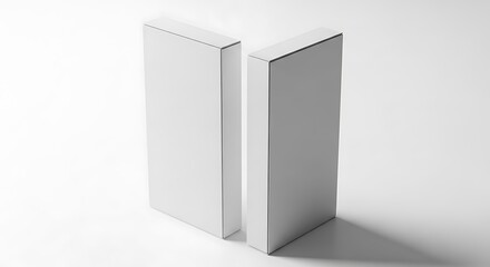 Two blank white cardboard boxes on a bright white background