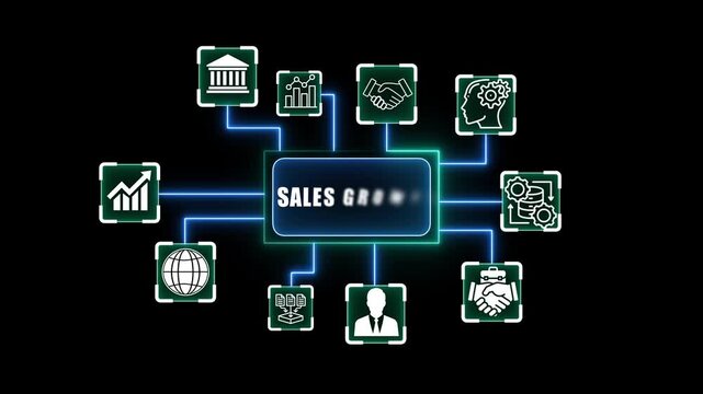 Representing salet growth, financial management, budgeting, business growth.. Development goals, focusing on common goals, achieving business goals.