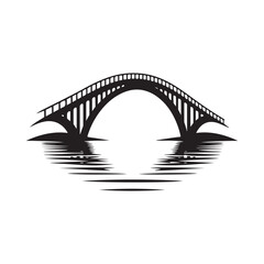 bridge over water vector silhouette clip art logo design illustration. abstract icon set collections