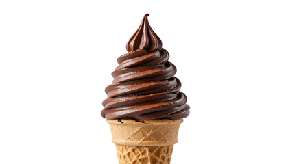 Chocolate Soft Serve Ice Cream Cone Swirl Isolated Transparent PNG