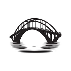 bridge over water vector silhouette clip art logo design illustration. abstract icon set collections