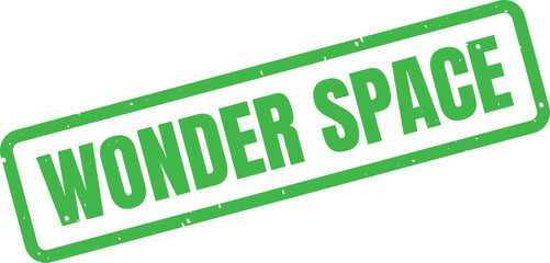 Textured green rubber stamp mark evoking feelings of imaginative and expansive areas