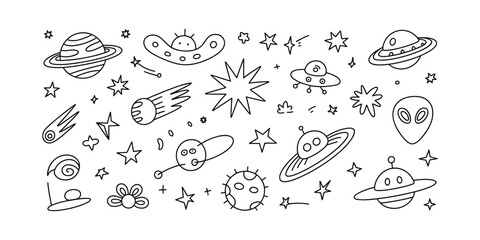 A Whimsical Universe A Collection of Hand Drawn Space Elements