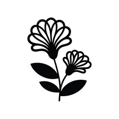 Elegant Floral Design Featuring Two Blooming Flowers with Graceful Petals and Leaves