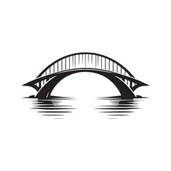 bridge over water vector silhouette clip art logo design illustration. abstract icon set collections