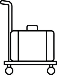 Luggage Trolley in Airport Minimal Line Art Vector Illustration Isolated on White Background